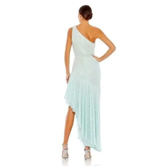 Mac Duggal 93741 One Shoulder High Low Dress -SZ 14 prom pearls beach wedding